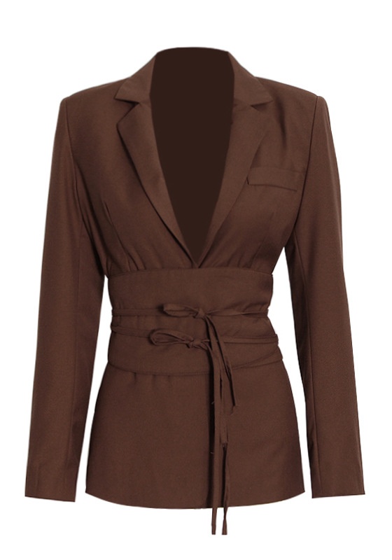 Waist-Skimming Solid Suit + High-Waisted Pants