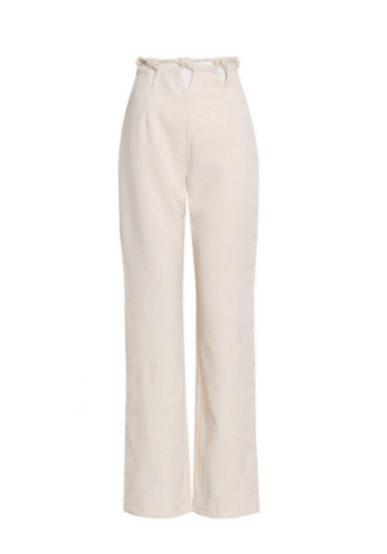 Knitted Openwork Suit + High-Waisted Straight-Leg Pants