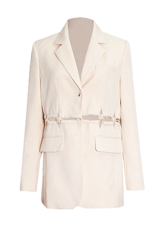 Knitted Openwork Suit + High-Waisted Straight-Leg Pants