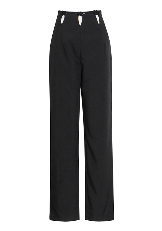 Knitted Openwork Suit + High-Waisted Straight-Leg Pants