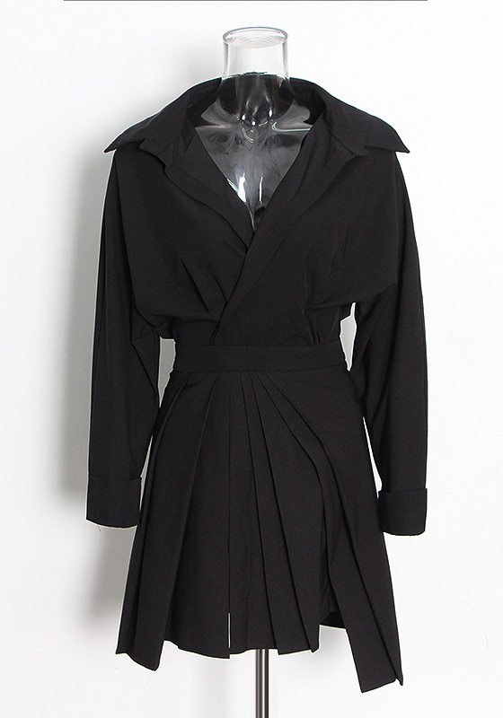 Irregular Solid Color Lapel Shirt + Short Female Half Skirt