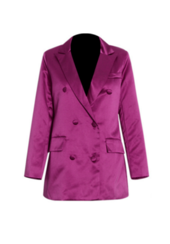 Double-Breasted Suit + Camisole + Half-Body Skirt