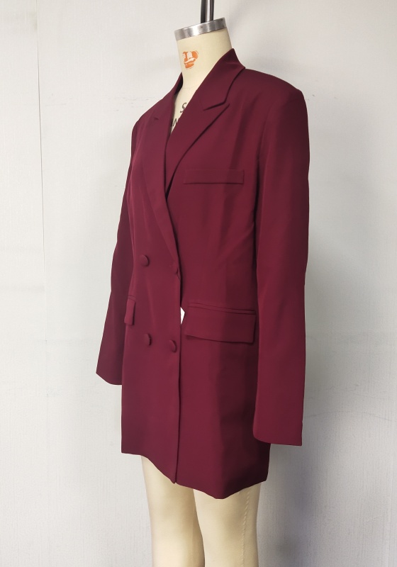 Wine Double Breasted Blazer​