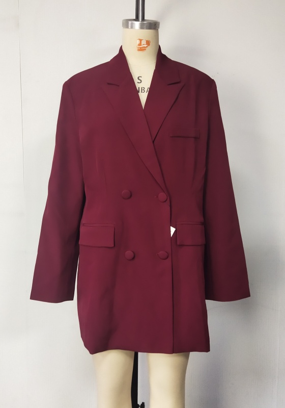 Wine Double Breasted Blazer​