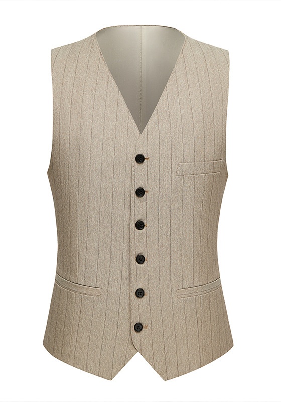 Beige Stripe Three-Piece Suit​