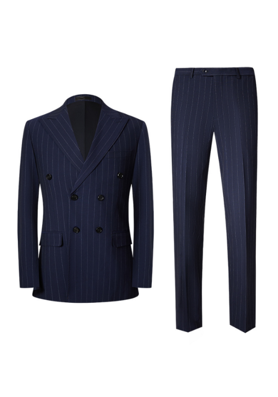 Navy Stripe Double Breasted Suit​