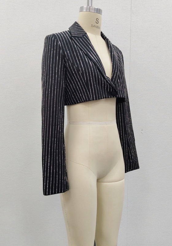 Sequin Button Cropped Blazer
