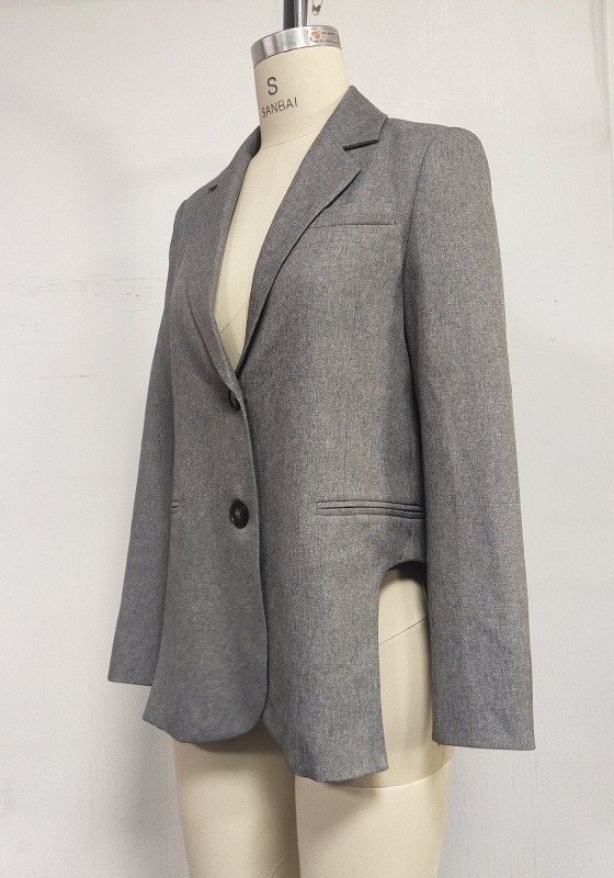 Grey Single Button Blazer