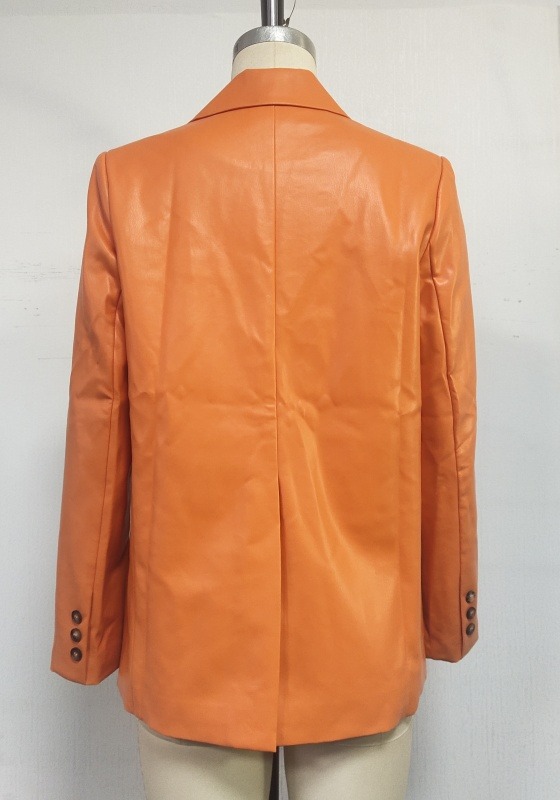 Leather Single Button Blazer