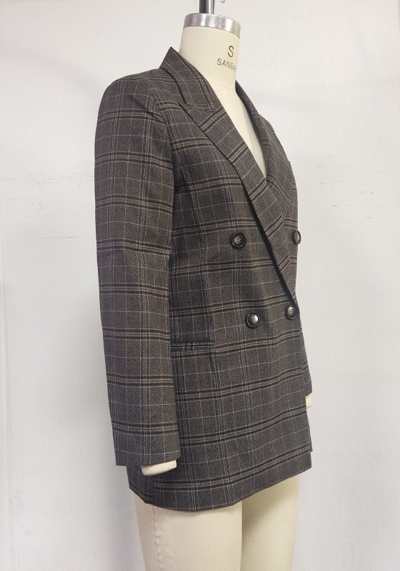 Plaid Double Breasted Blazer