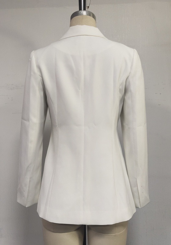 White Slim Open Front Suit