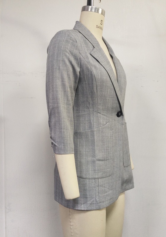 Light Gray Plaid Blazer
