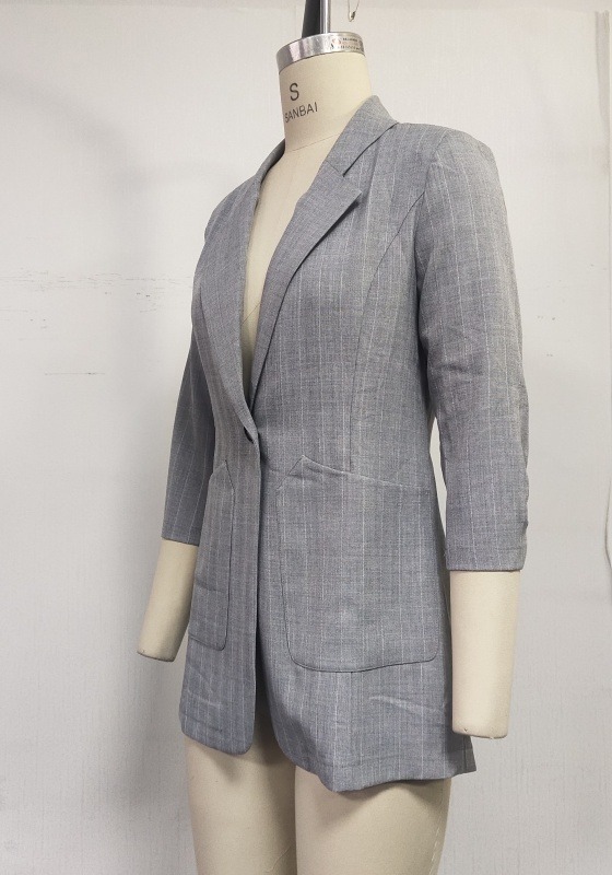 Light Gray Plaid Blazer