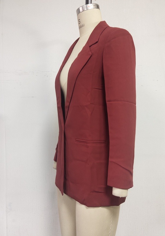 Wine Single Button Blazer
