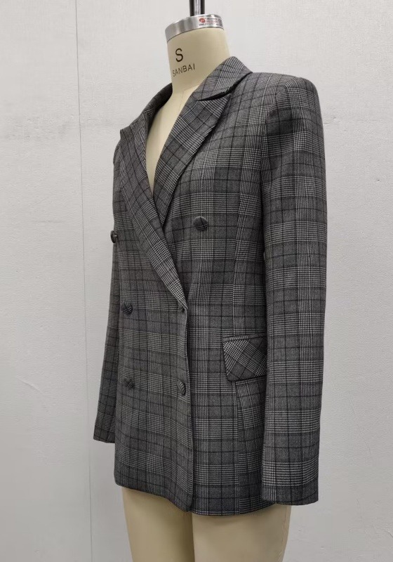 Gray Plaid Double Breasted Suit
