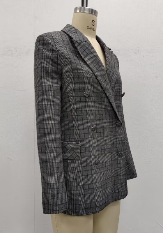Gray Plaid Double Breasted Suit