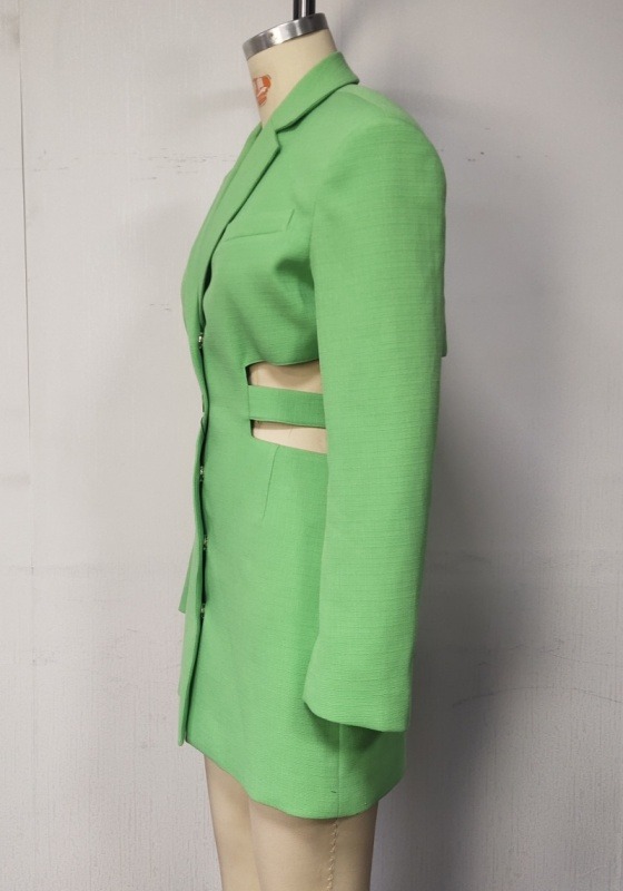 Waist Cutout Button Blazer Dress