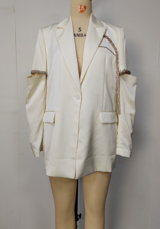 Chain Embellished Cutout Blazer