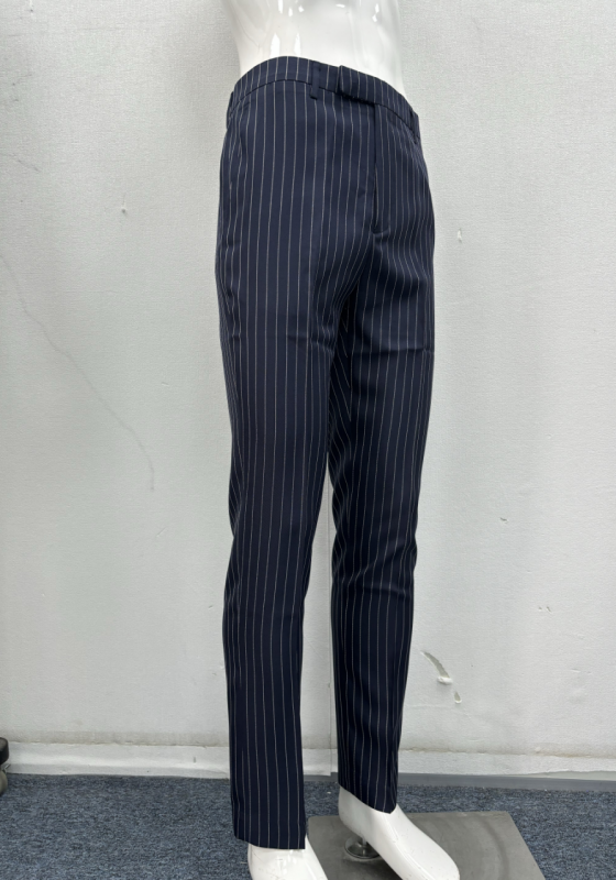Navy Pinstripe Straight Pants