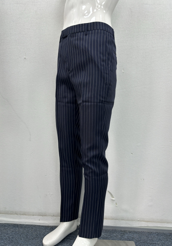 Navy Pinstripe Straight Pants