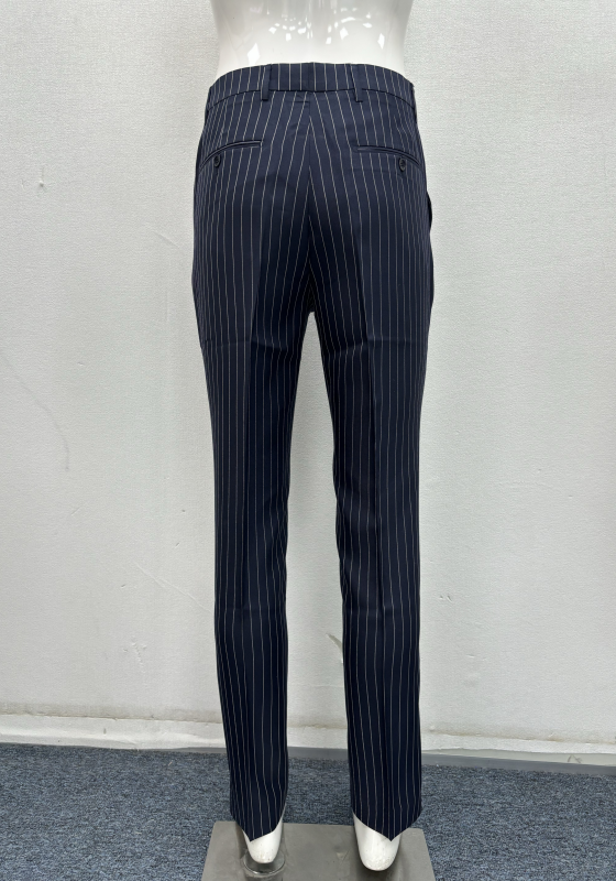 Navy Pinstripe Straight Pants