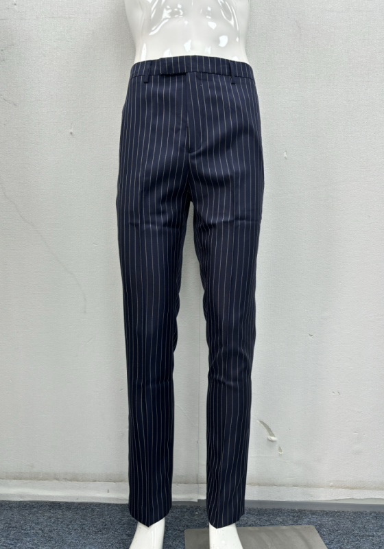 Navy Pinstripe Straight Pants