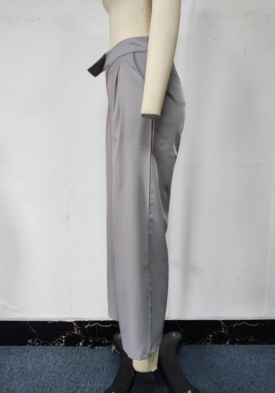 Light Gray Pleated Wide Leg Pants