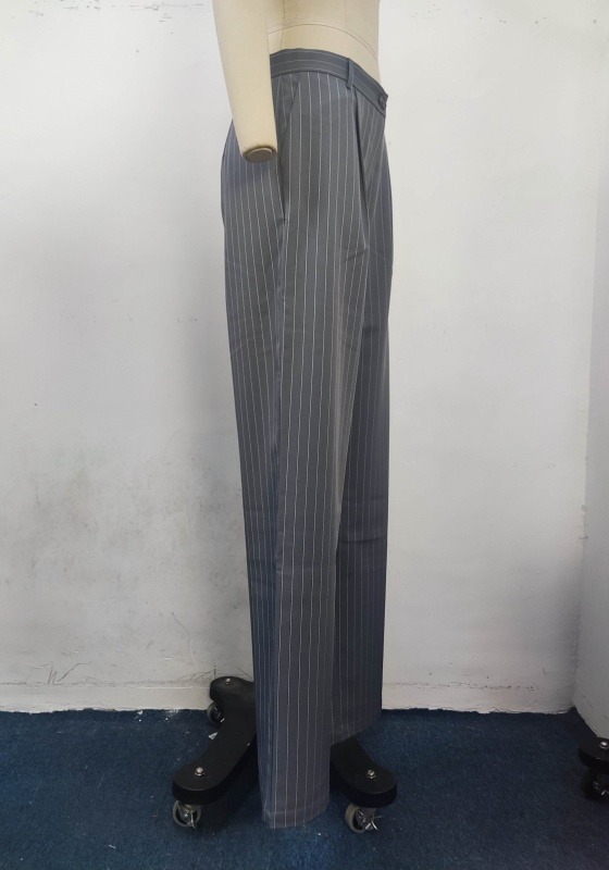 Grey Pinstripe Wide Pants