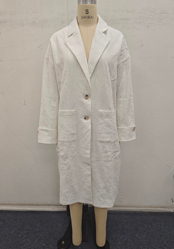 White Notched Lapel Coat