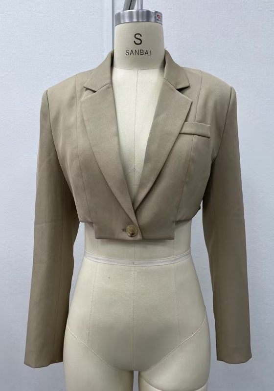 Beige Short Cropped Blazer for Women